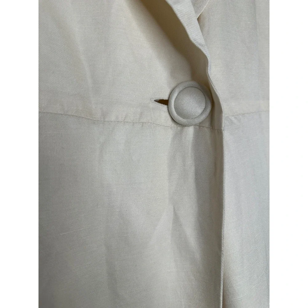Boden Silk Linen Blend Trench Coat Cream 1‎ Button Front Long Sleeve Women's 8